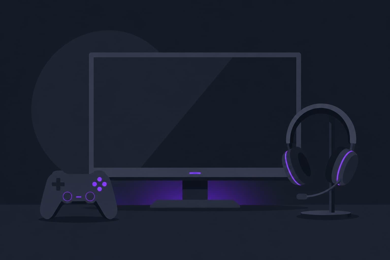 Accessoires gaming alignés sur fond sombre